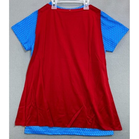Supergirl T-Shirt Girls Large Blue Red Short Sleeve Tee with Cape - Picture 4 of 5